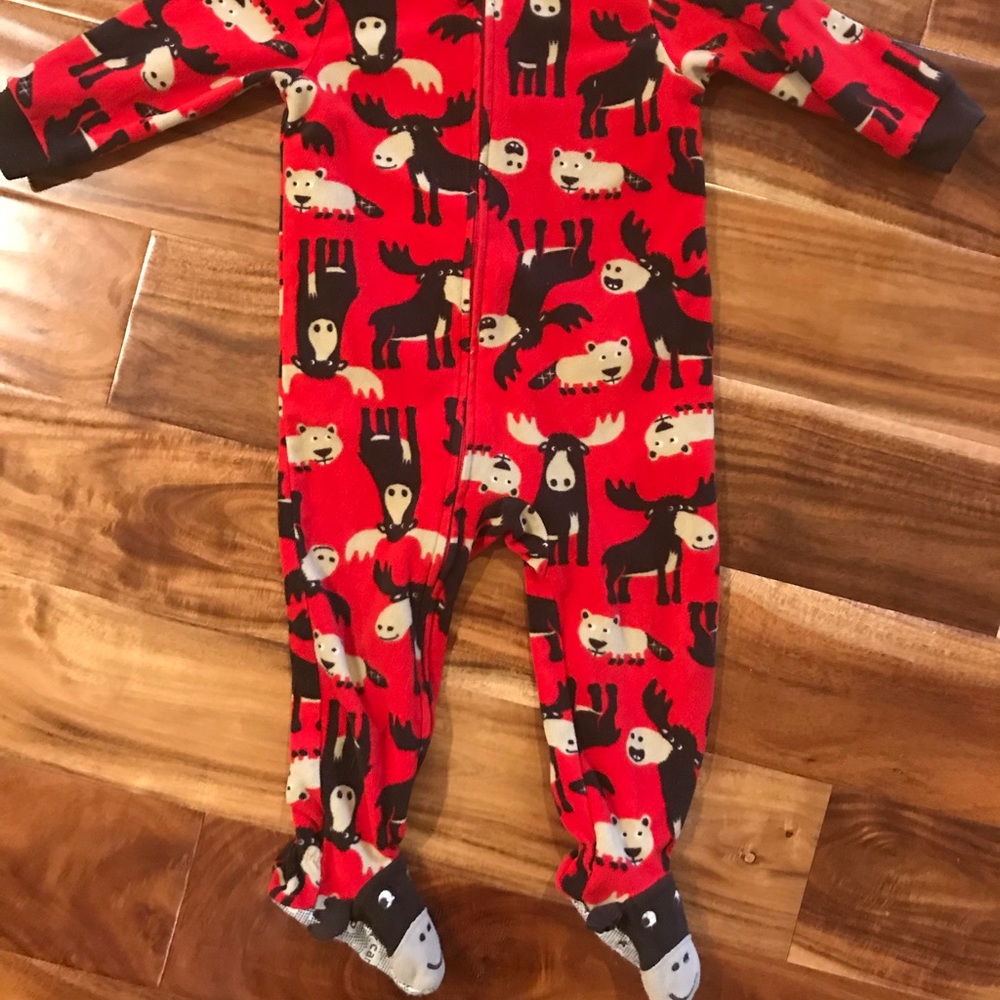 Boys moose fleece footed pajamas